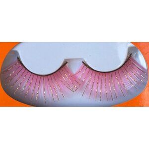 1-Pair Dolgencorp Pink & Gold Halloween Theme False Eyelashes (NEW)